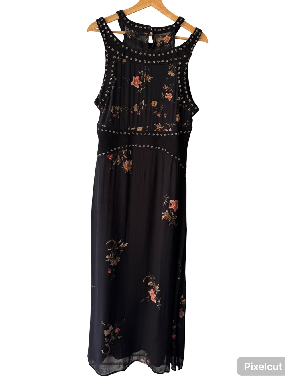 Allsaints Jessie Tanana Dress - Floral Studded Midi with Suede Detail - Like New - Picture 4 of 6